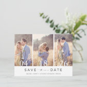 Save The Date Mariage simple à trois photos Enregistrer la date (Debout devant)