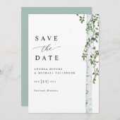 Save The Date Mariage simple Birch Tree (Devant / Derrière)