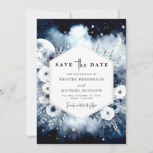 Save The Date Mariage simple bleu clair de lune