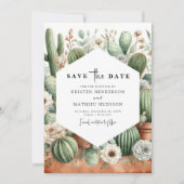 Save The Date Mariage simple chic Cactus (Devant)