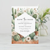 Save The Date Mariage simple chic Cactus (Debout devant)