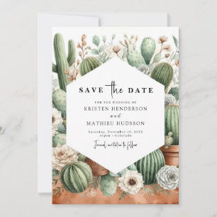 Save The Date Mariage simple chic Cactus