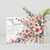 Save The Date Mariage simple chic en fleur de cerise (Debout devant)