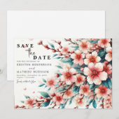 Save The Date Mariage simple chic en fleur de cerise (Devant / Derrière)