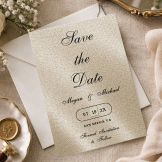 Save The Date Mariage Simple de Style de Texture de Lin Beige Iv
