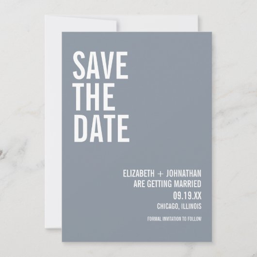 Save The Date Mariage simple Dusty Blue Typography (Devant)