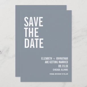 Save The Date Mariage simple Dusty Blue Typography