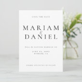 Save The Date Mariage Simple Élégant Écriture Noir et Blanc (Debout devant)