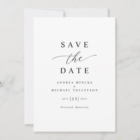 Save The Date Mariage simple élégant moderne (Devant)
