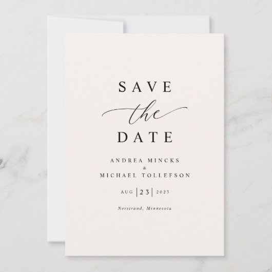 Save The Date Mariage Simple Élégant Moderne (Devant)