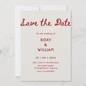 Save The Date Mariage simple élégant rouge (Devant)