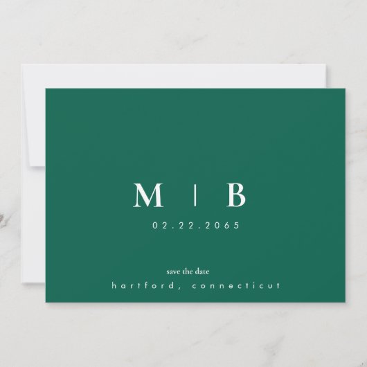 Save The Date Mariage simple émeraude vert émeraude (Devant)