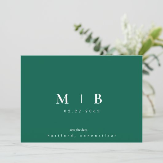 Save The Date Mariage simple émeraude vert émeraude (Debout devant)