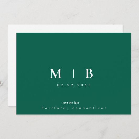 Save The Date Mariage simple émeraude vert émeraude (Devant / Derrière)
