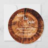 Save The Date Mariage simple en bois rustique en écorce (Devant)