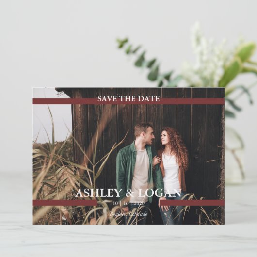 Save The Date Mariage simple en Bourgogne Enregistrer la date (Debout devant)