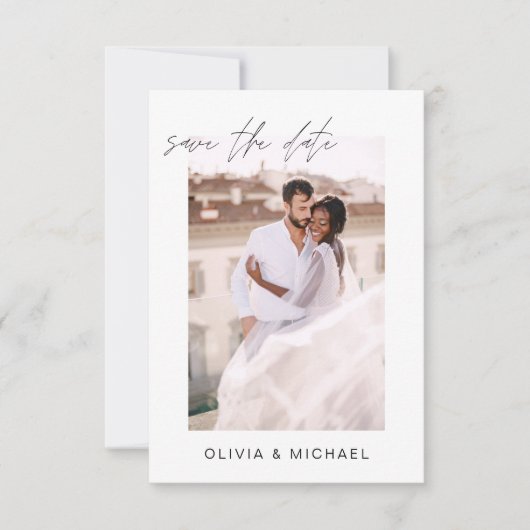 Save The Date Mariage simple Enregistrer la date Photo Minimalis (Devant)