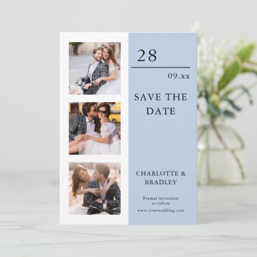 Save The Date Mariage Simple Enregistrer La Photo Date (Debout devant)