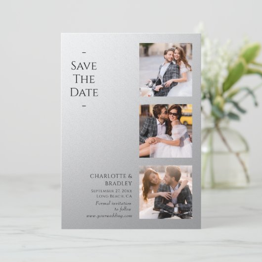 Save The Date Mariage Simple Enregistrer La Photo Date (Debout devant)
