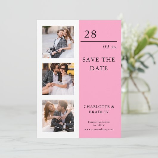 Save The Date Mariage Simple Enregistrer La Photo Date (Debout devant)