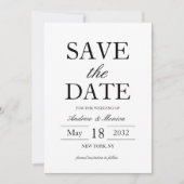 Save The Date Mariage simple et élégant en noir et blanc uniquem (Devant)