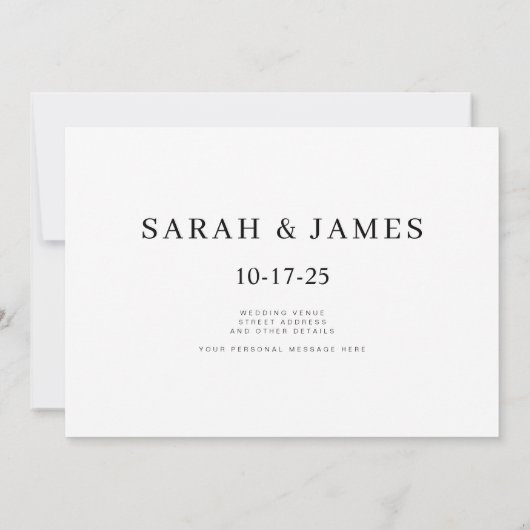 Save The Date Mariage simple et élégant Enregistrer la date Invi (Dos)