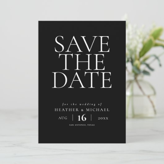 Save The Date Mariage simple et élégant sans photo Enregistrer l (Debout devant)
