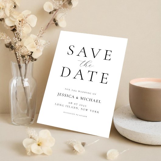 Save The Date Mariage simple et élégant sans photo Enregistrer l