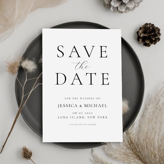 Save The Date Mariage simple et élégant sans photo Enregistrer l