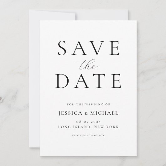 Save The Date Mariage simple et élégant sans photo Enregistrer l (Devant)