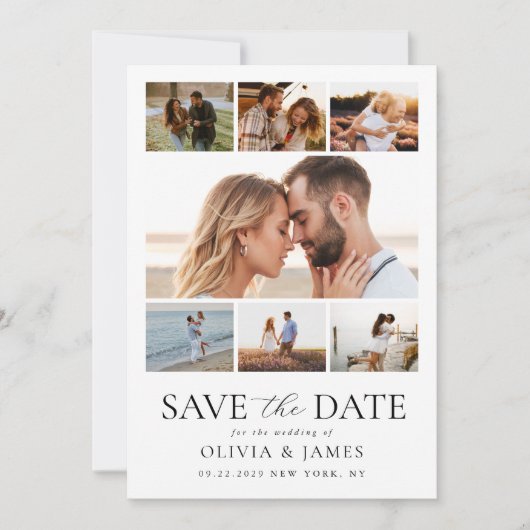 Save The Date Mariage simple et moderne de collage photo (Devant)