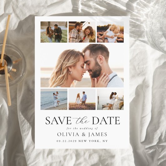 Save The Date Mariage simple et moderne de collage photo
