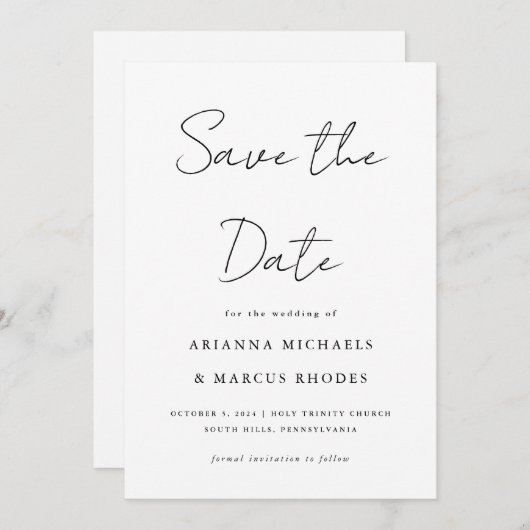 Save The Date Mariage simple et moderne Enregistrer la date (Devant / Derrière)