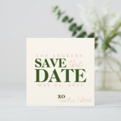 Save The Date Mariage simple et moderne vert et rose (Debout devant)