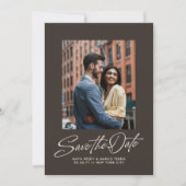 Save The Date Mariage simple et tendance écriture marron rustiqu (Devant)