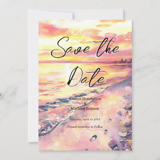 Save The Date Mariage simple été plage (Devant)