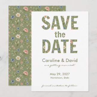 Save The Date Mariage Simple Floral Sauge Moderne