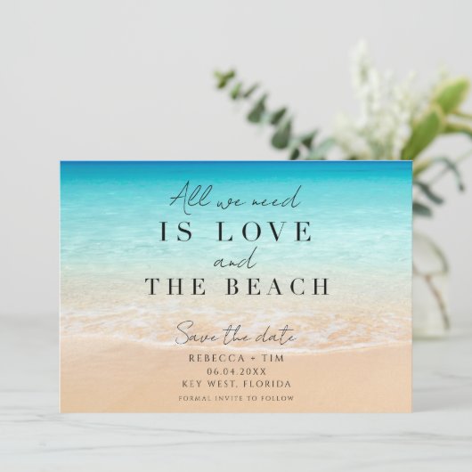 Save The Date Mariage Simple Florida Beach (Debout devant)