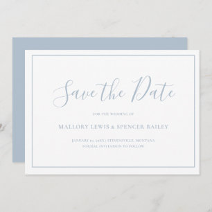 Save The Date Mariage simple formel Dusty Bleu élégant