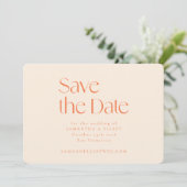 Save The Date Mariage simple géométrique rétro orange moderne  (Debout devant)
