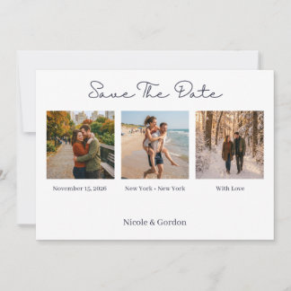 Save The Date Mariage Simple Minimaliste avec Photos