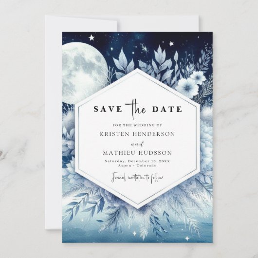 Save The Date Mariage simple moderne à lumière de lune (Devant)