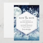 Save The Date Mariage simple moderne à lumière de lune (Devant / Derrière)