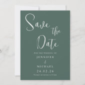 Save The Date Mariage Simple Moderne Blanc Vert Sauge (Devant)