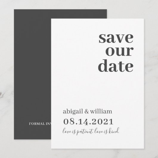 Save The Date Mariage Simple Moderne Sans Photo Enregistrer La D (Devant / Derrière)