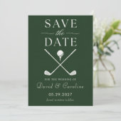 Save The Date Mariage simple moderne vert foncé sur le thème du (Debout devant)