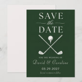 Save The Date Mariage simple moderne vert foncé sur le thème du (Devant / Derrière)