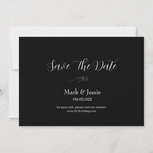 Save The Date Mariage simple noir et blanc ROE (Devant)