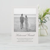 Save The Date Mariage simple photo gris neutre élégant (Debout devant)