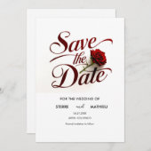 Save The Date Mariage simple Red Rose (Devant / Derrière)